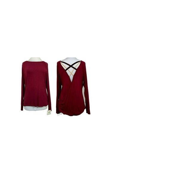 Laundry by Shelli Segal Cranberry Strappy LS Top - Picture 1 of 7
